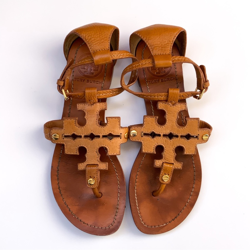 Tory Burch Tan Leather Miller Sandals